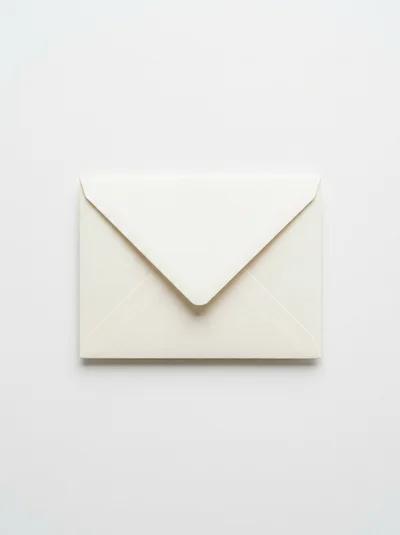 Cream Colored Envelope Centered on White Background
