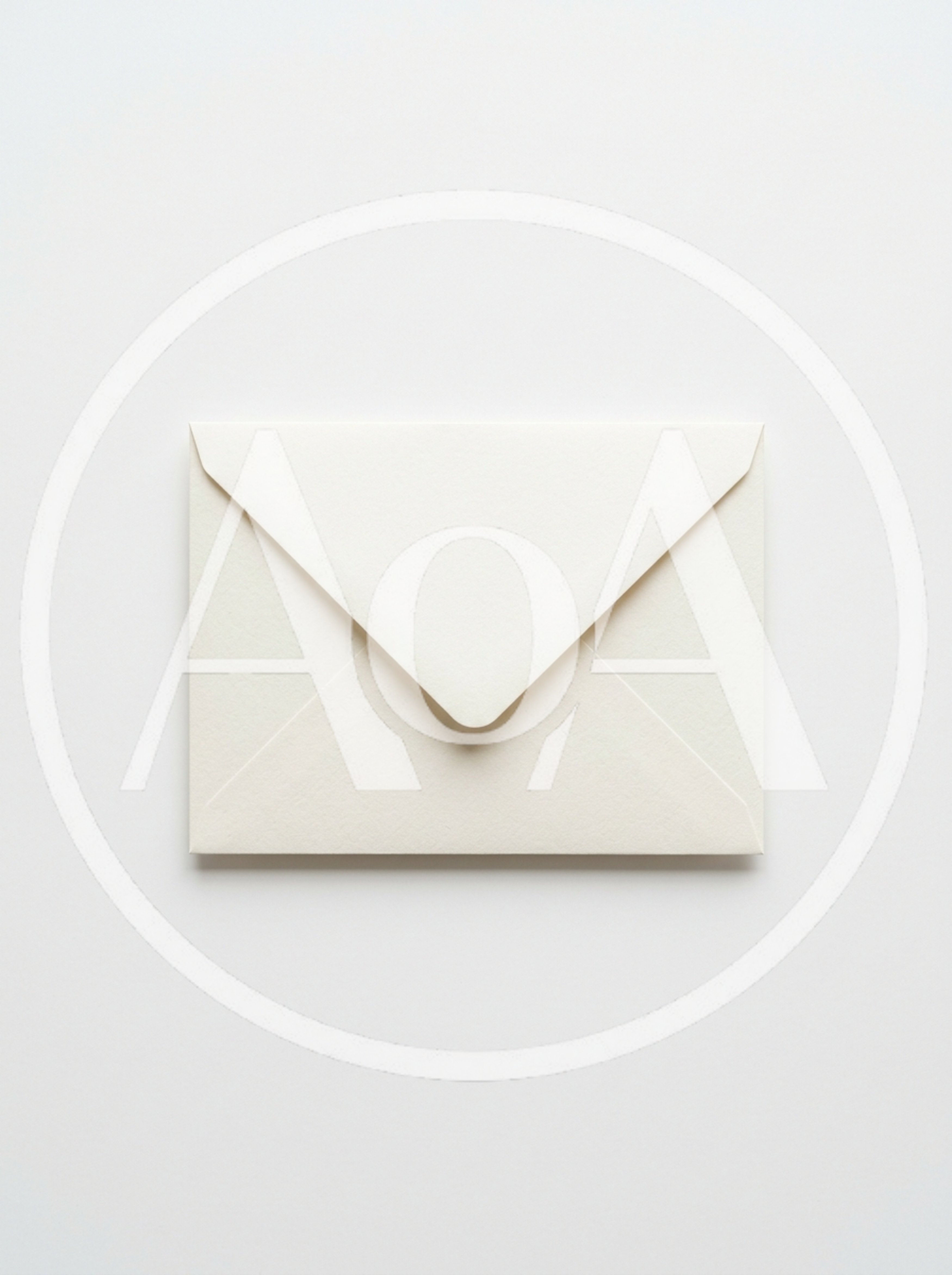 Cream Colored Envelope Centered on White Background
