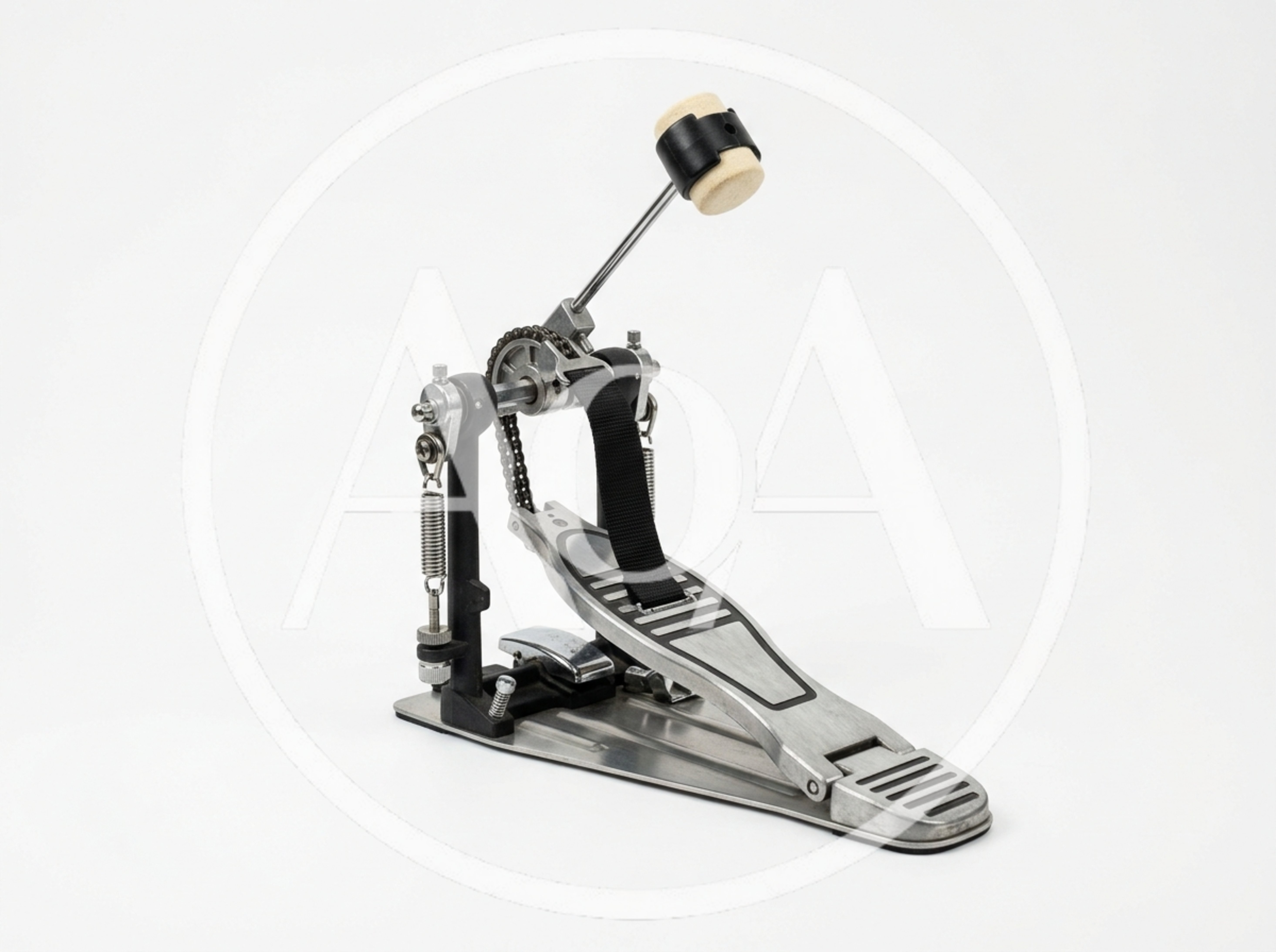 Single Bass Drum Pedal on White Background