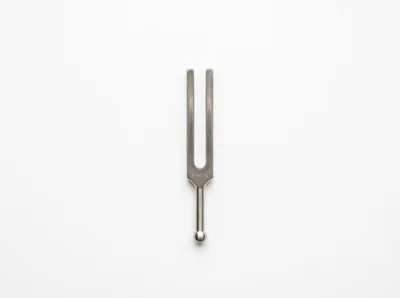 Metal Tuning Fork On White Background