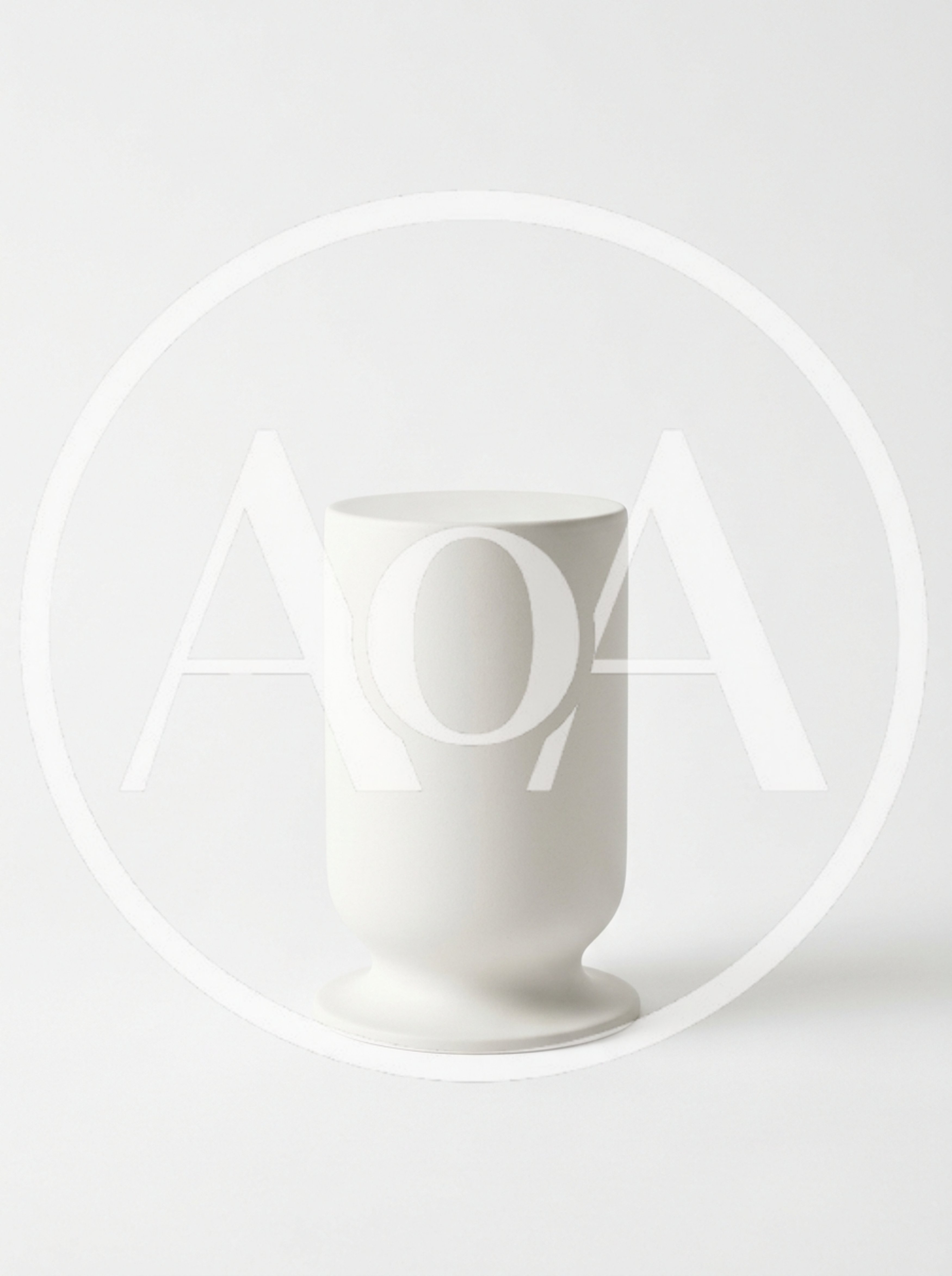 Minimalist White Ceramic Cylinder Vase On White Background