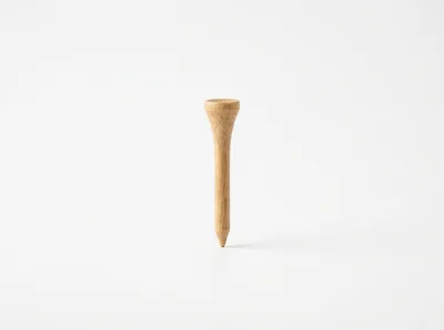 Single Wooden Golf Tee On White Background