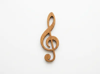 Wooden Treble Clef Music Symbol Isolated