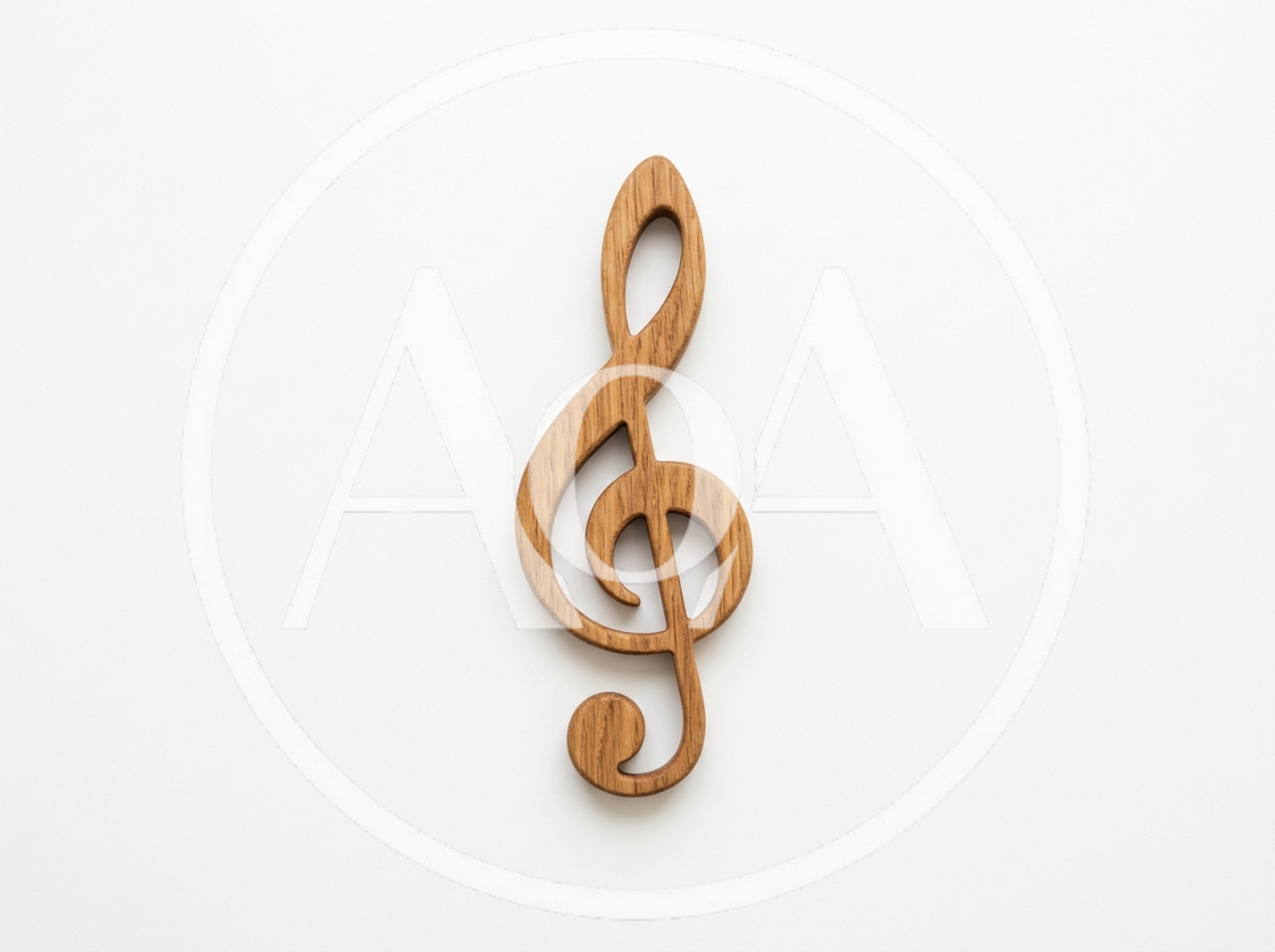 Wooden Treble Clef Music Symbol Isolated