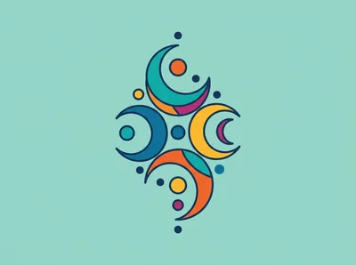 Abstract Geometric Crescent Moon Mandala Design