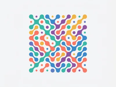 Abstract Geometric Pattern With Interconnected Colorful Rounded Shapes