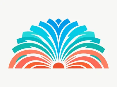 Abstract Symmetrical Fan Shape With Gradient Color Layers