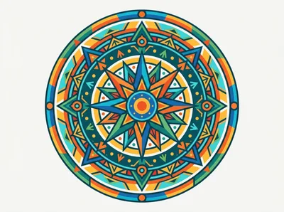 Colorful Geometric Mandala Pattern With Star Motif