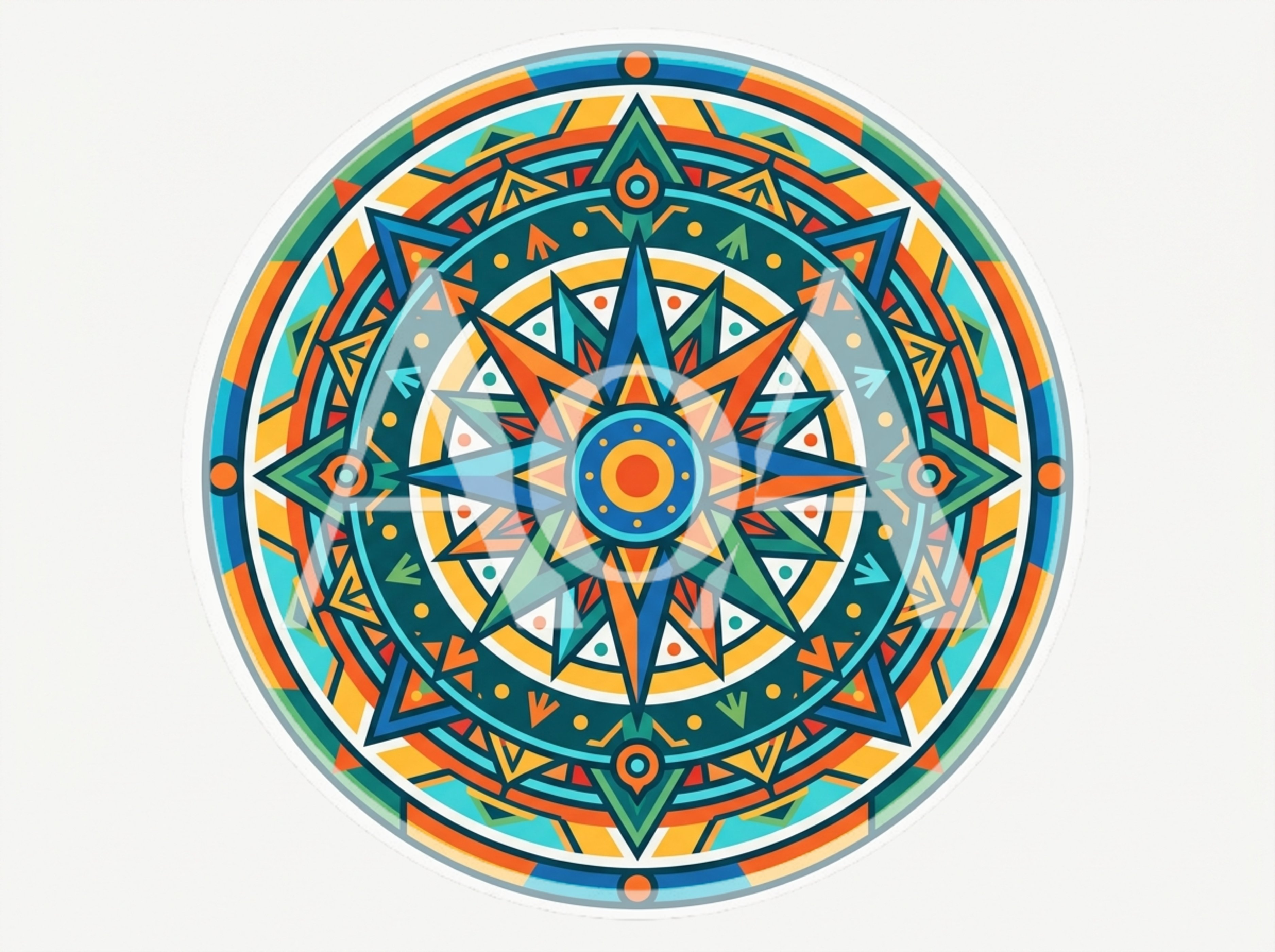 Colorful Geometric Mandala Pattern With Star Motif