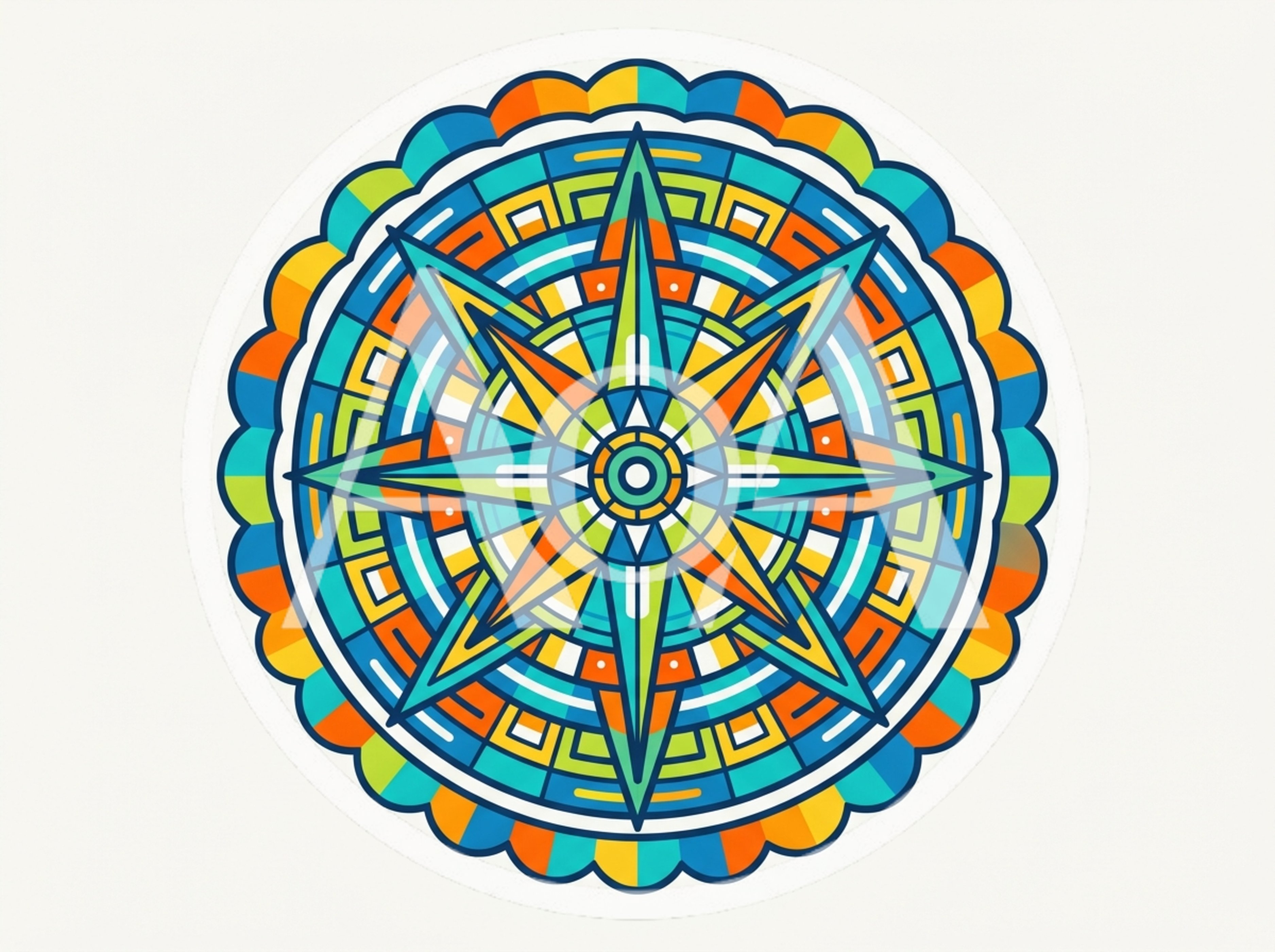 Colorful Geometric Mandala Compass Star Illustration