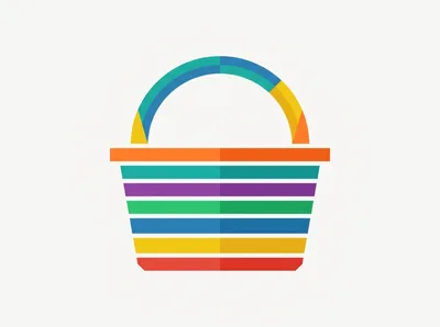 Minimalist Colorful Shopping Basket Icon Illustration