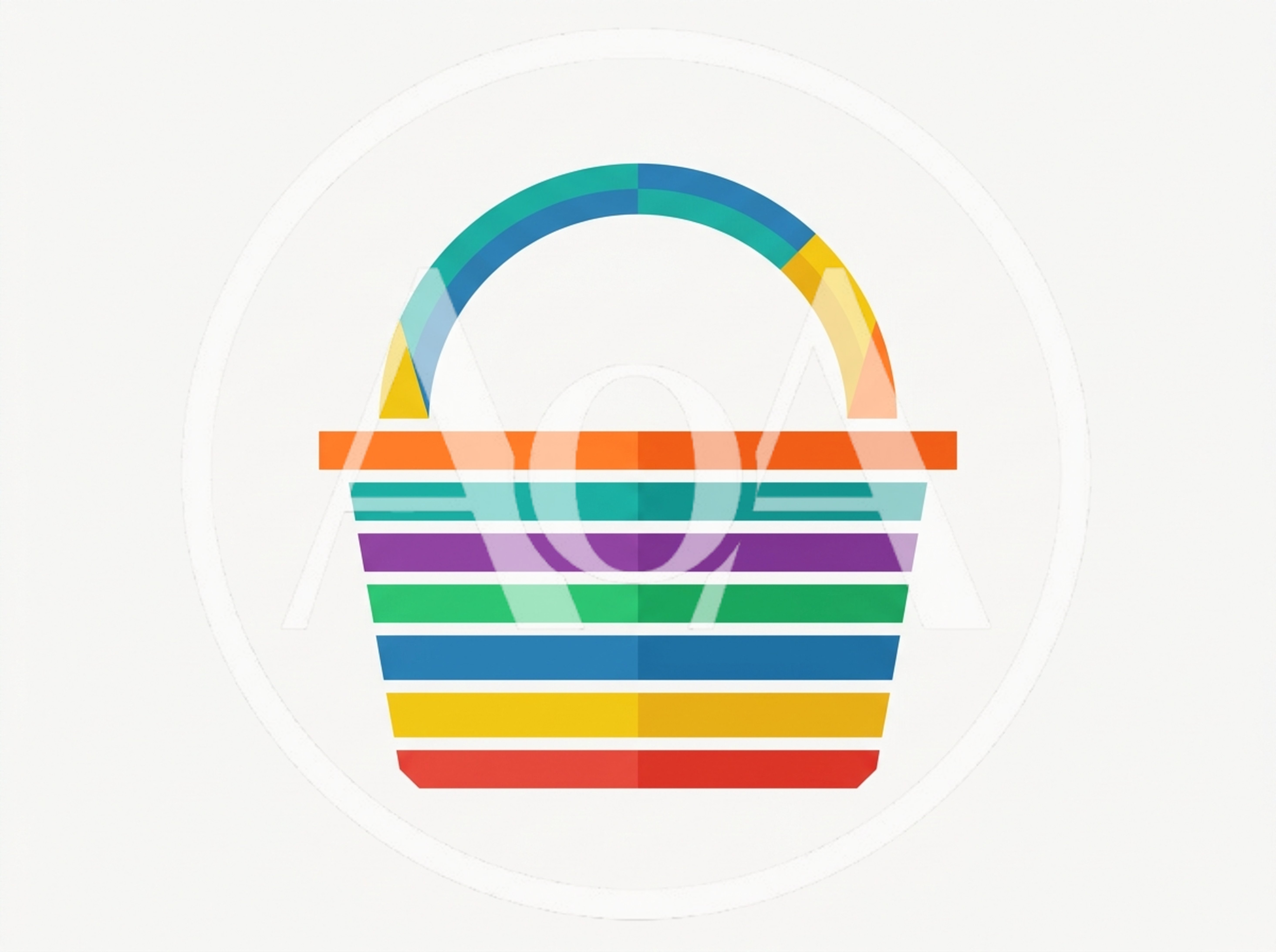 Minimalist Colorful Shopping Basket Icon Illustration