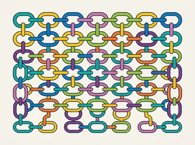 Colorful Interlocking Chain Link Pattern Illustration
