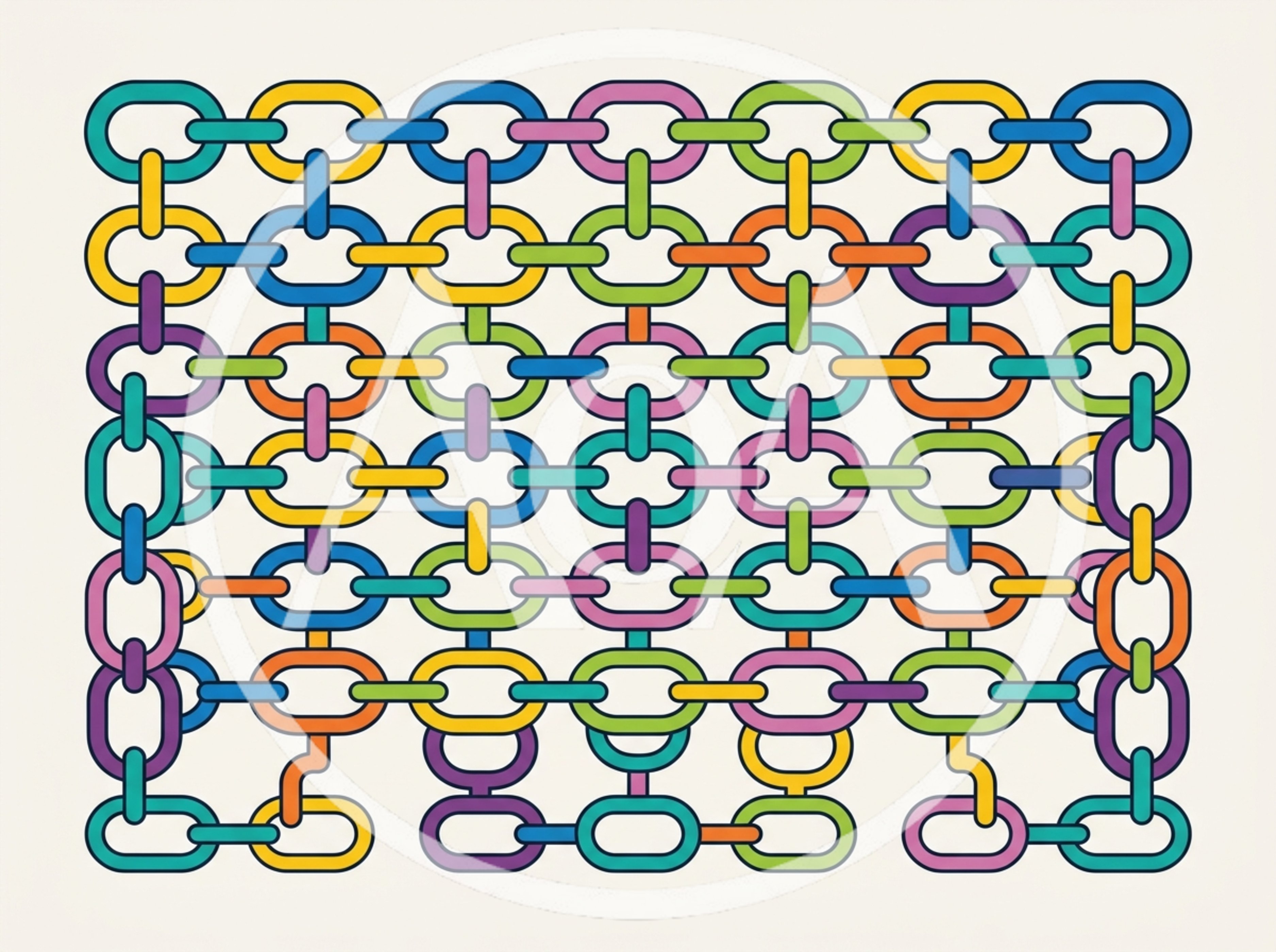 Colorful Interlocking Chain Link Pattern Illustration