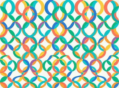 Abstract Geometric Pattern With Interlocking Colorful Rings