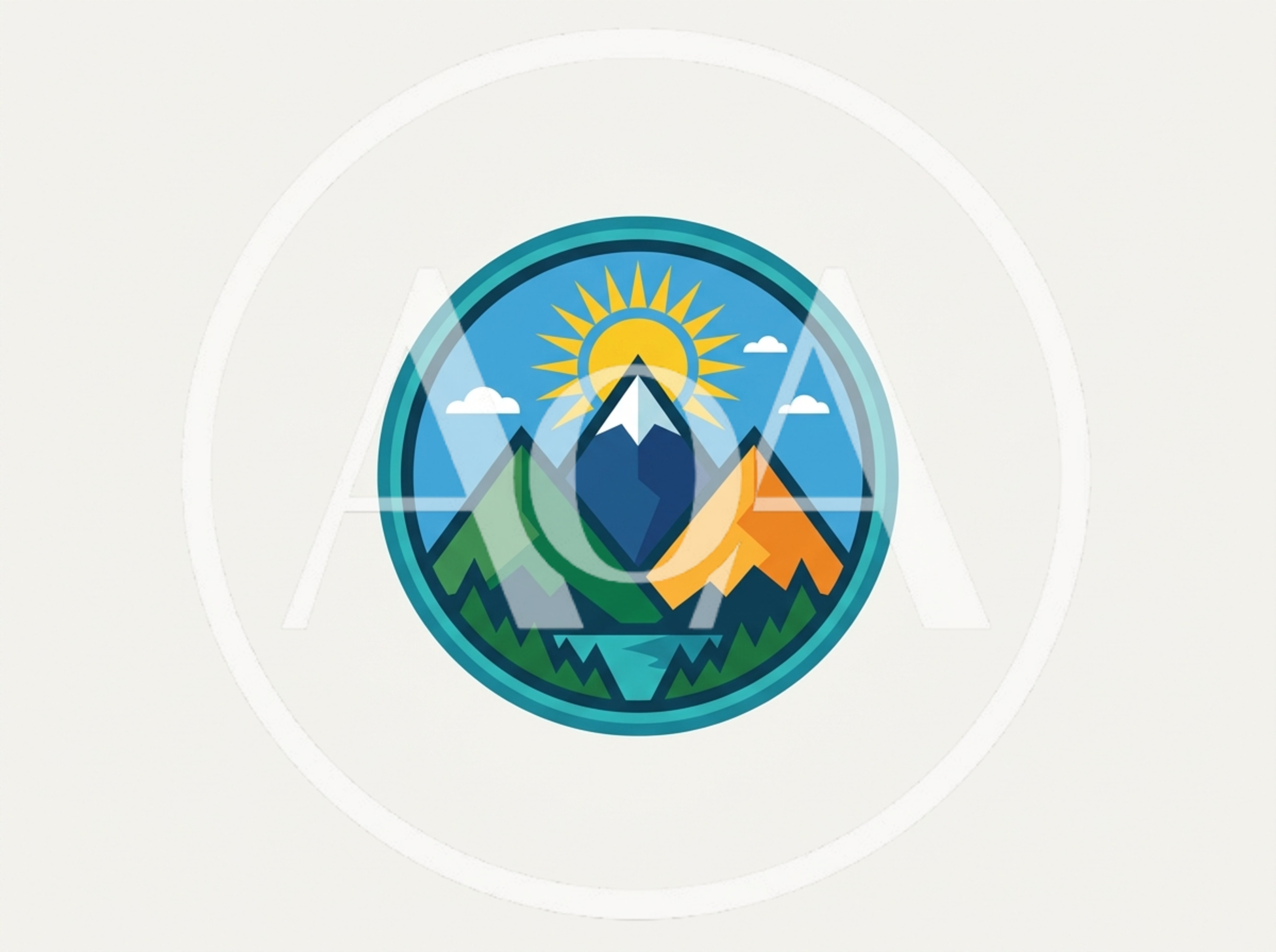 Minimalist Mountain Landscape Vector Badge Illustration