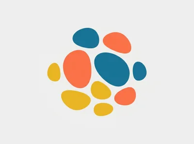 Abstract Colorful Organic Shapes Pattern On White Background
