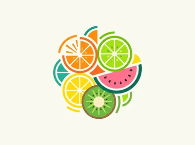 Colorful Minimalist Fruit Slice Illustration