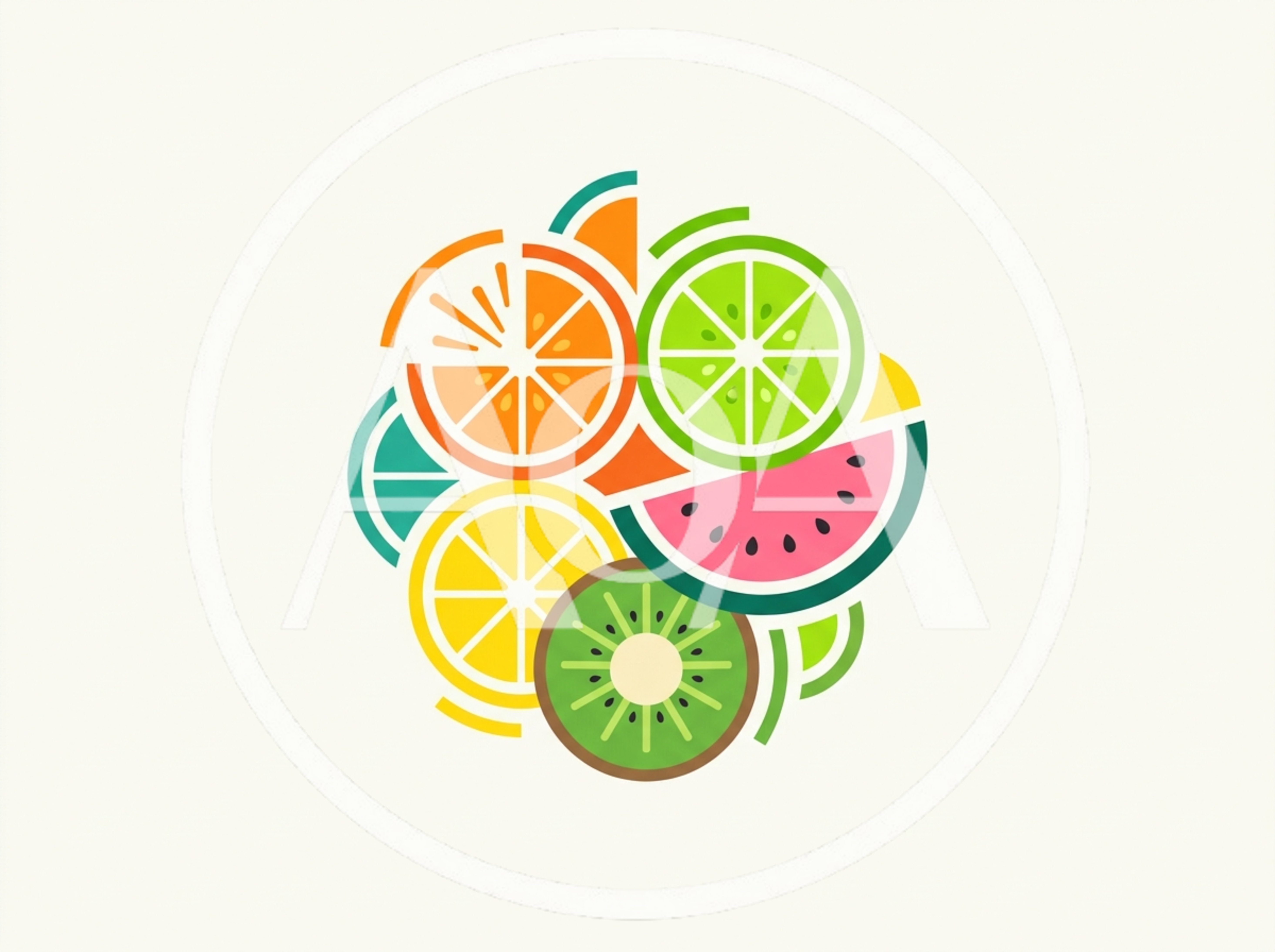 Colorful Minimalist Fruit Slice Illustration