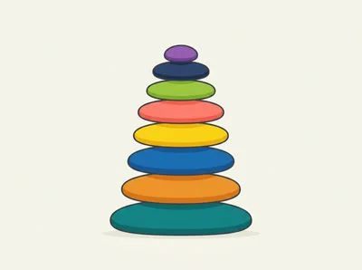 Colorful Stacked Toy Rings Pyramid Illustration