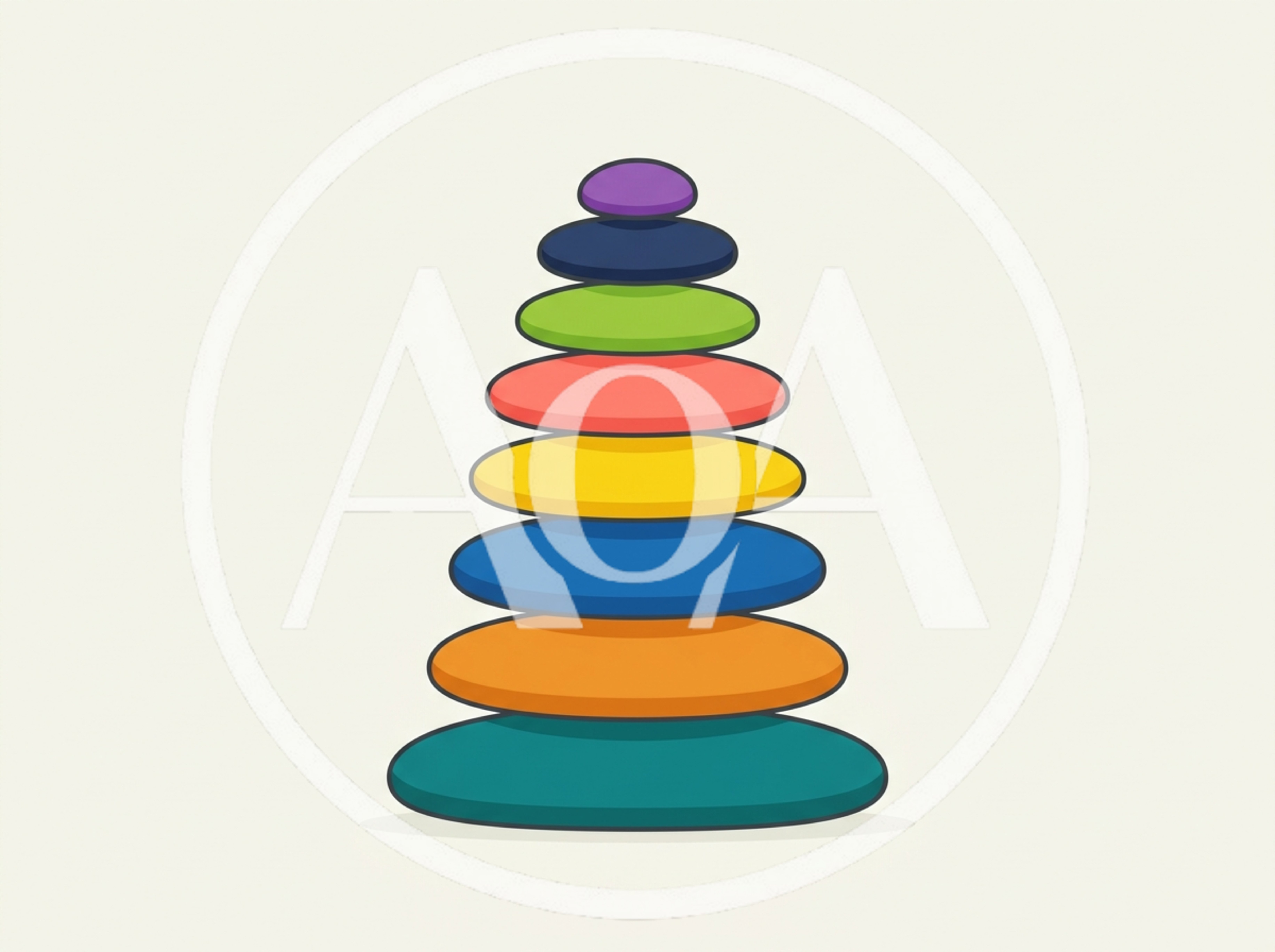 Colorful Stacked Toy Rings Pyramid Illustration