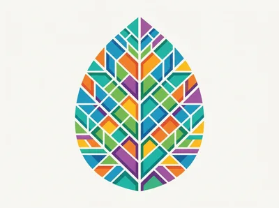 Geometric Stained Glass Leaf Illustration
