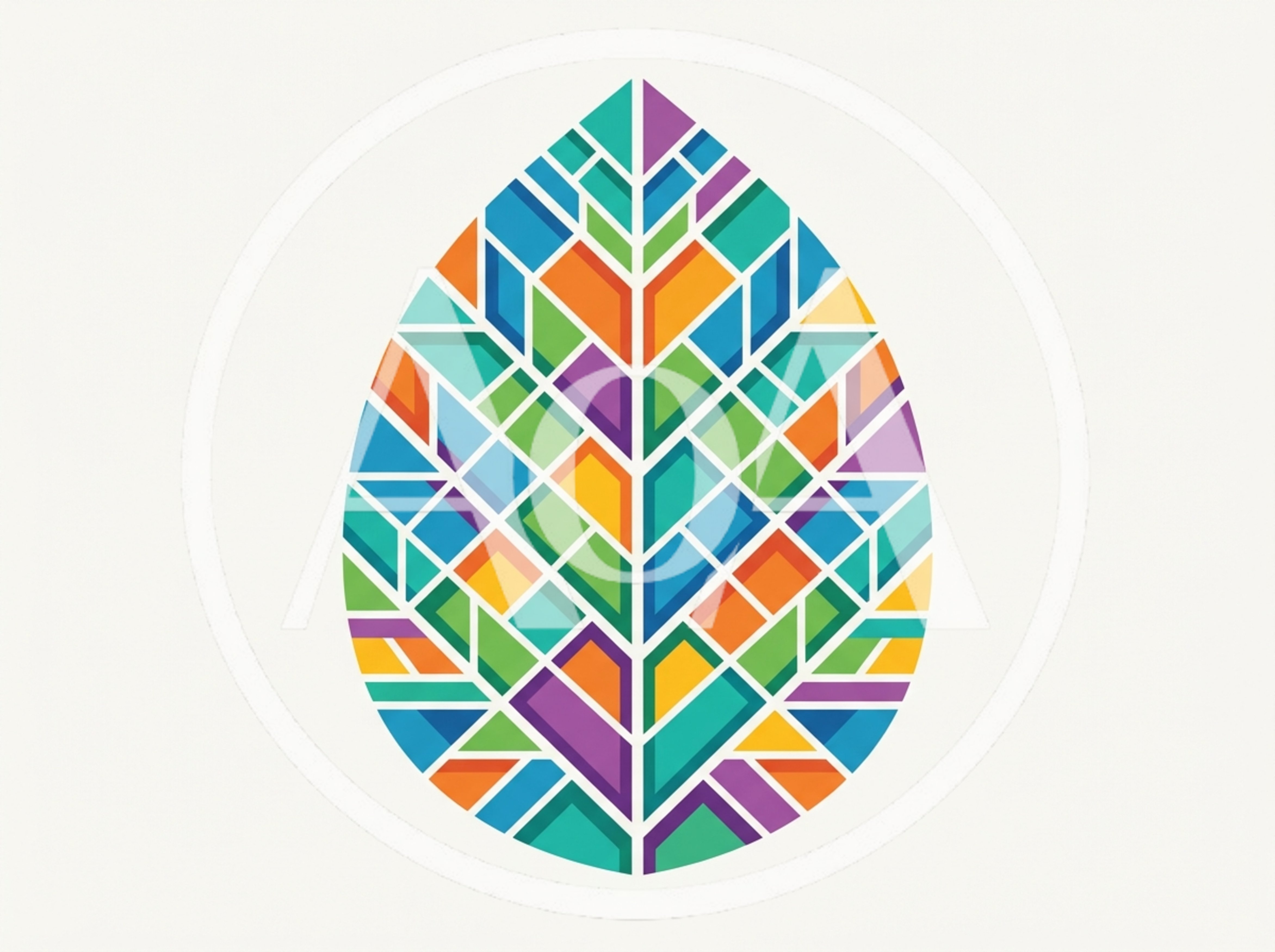 Geometric Stained Glass Leaf Illustration