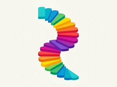 Colorful Spiral Staircase Graphic Illustration