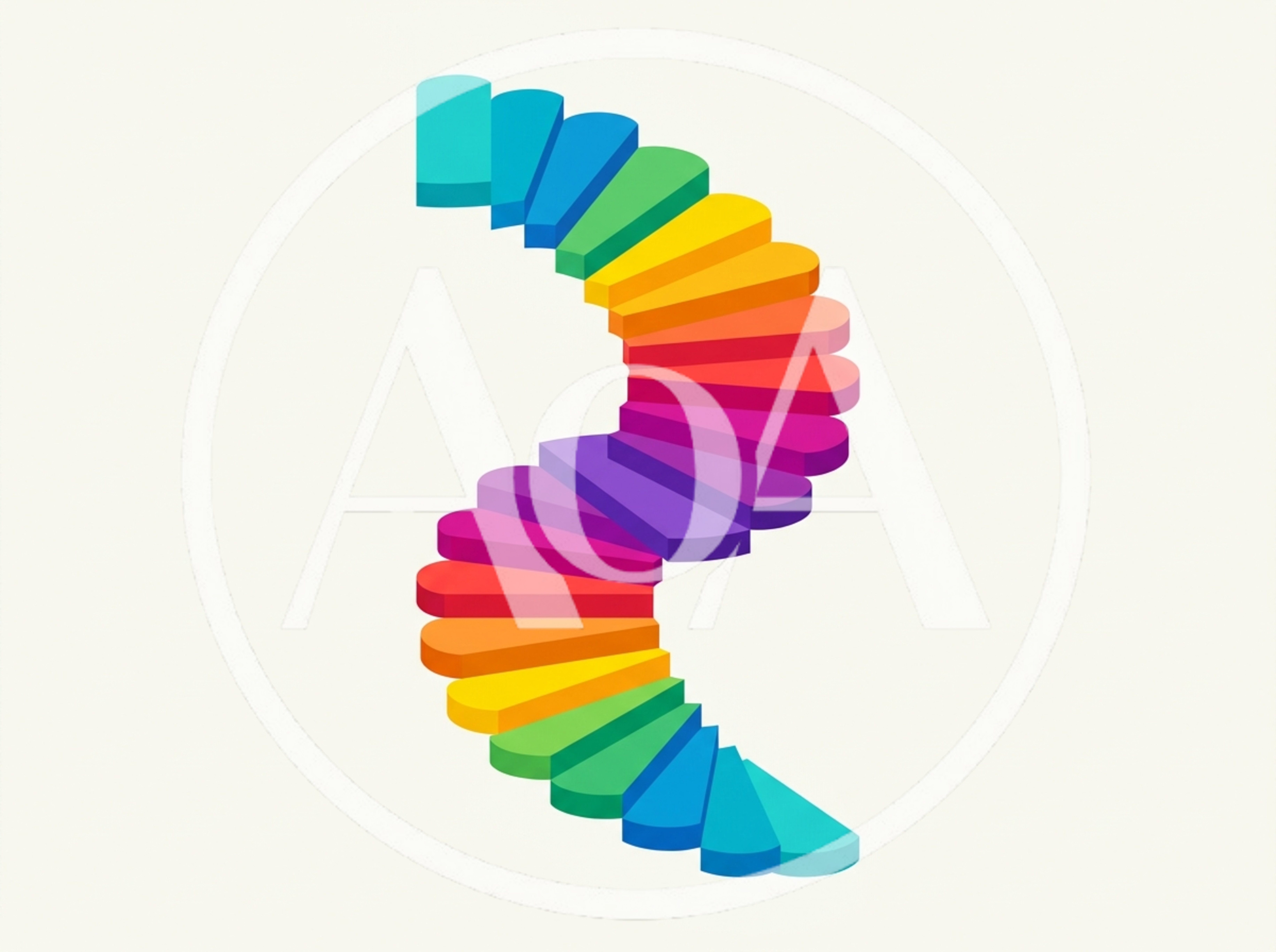 Colorful Spiral Staircase Graphic Illustration