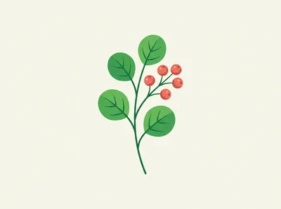 Minimalist Vector Illustration Of A Sprig With Berries