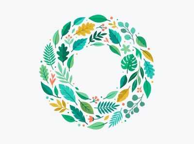 Decorative Botanical Wreath With Tropical Leaves