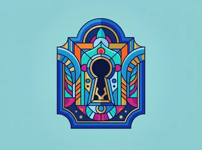 Art Deco Style Keyhole Illustration