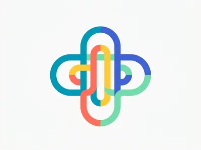 Abstract Geometric Cross Logo Design With Interlocking Lines