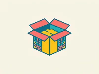 Minimalist Vector Illustration Of An Open Cardboard Box