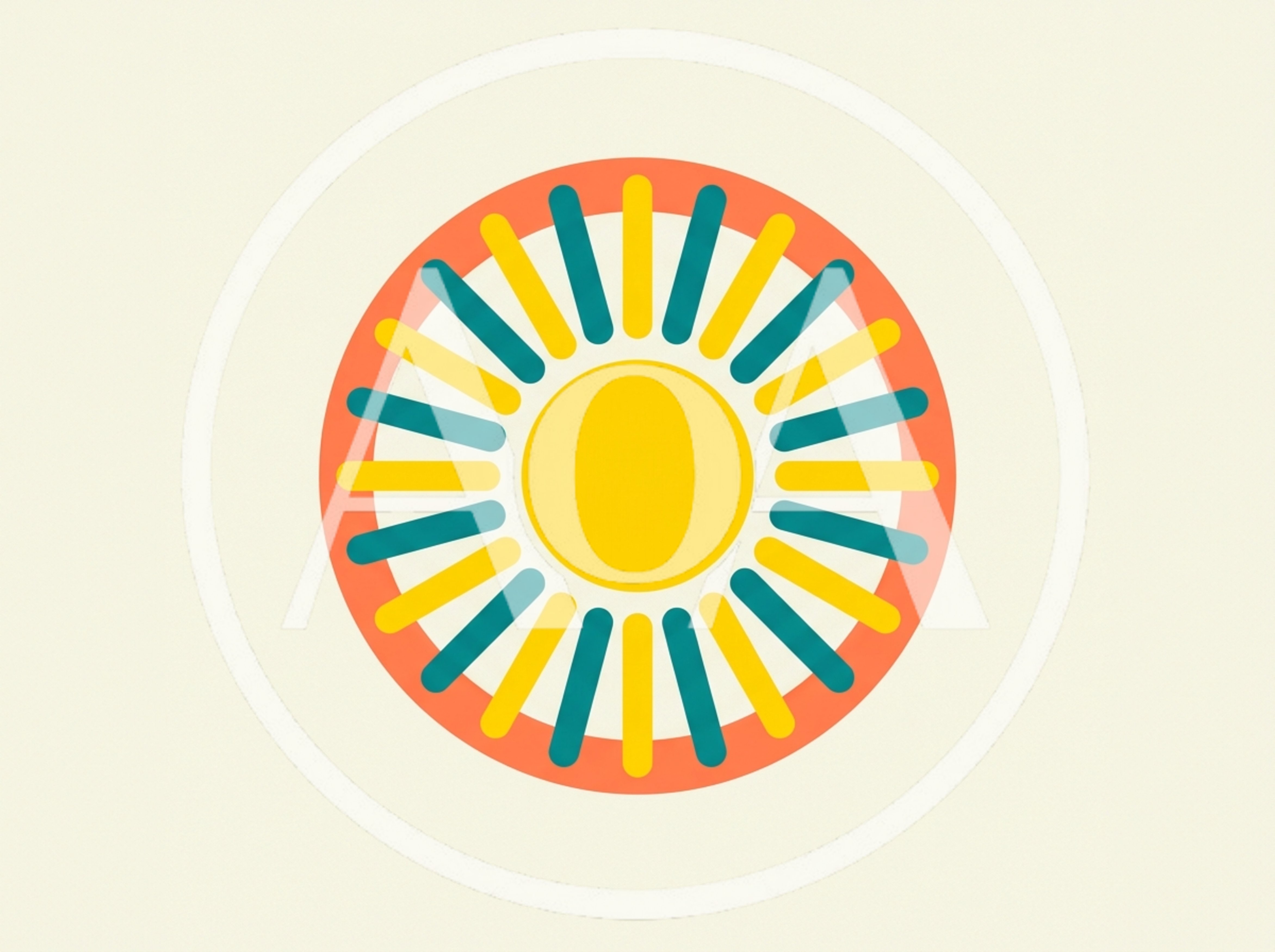 Minimalist Sun Icon With Alternating Colored Rays