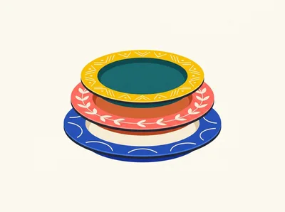 Stack of Three Decorative Ceramic Plates