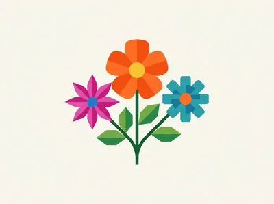Minimalist Flat Vector Illustration Of A Flower Bouquet