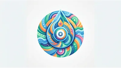 Abstract Colorful Circular Mandala With Water Drop Motif
