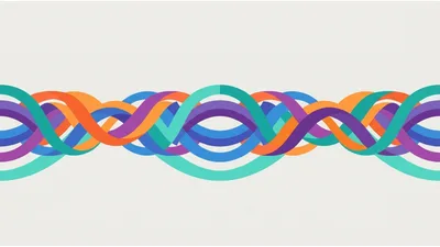 Abstract Intertwined Colorful Wavy Ribbon Pattern
