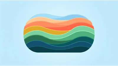 Abstract Layered Wavy Landscape Illustration