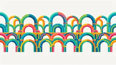 Colorful Abstract Architectural Arch Pattern Illustration