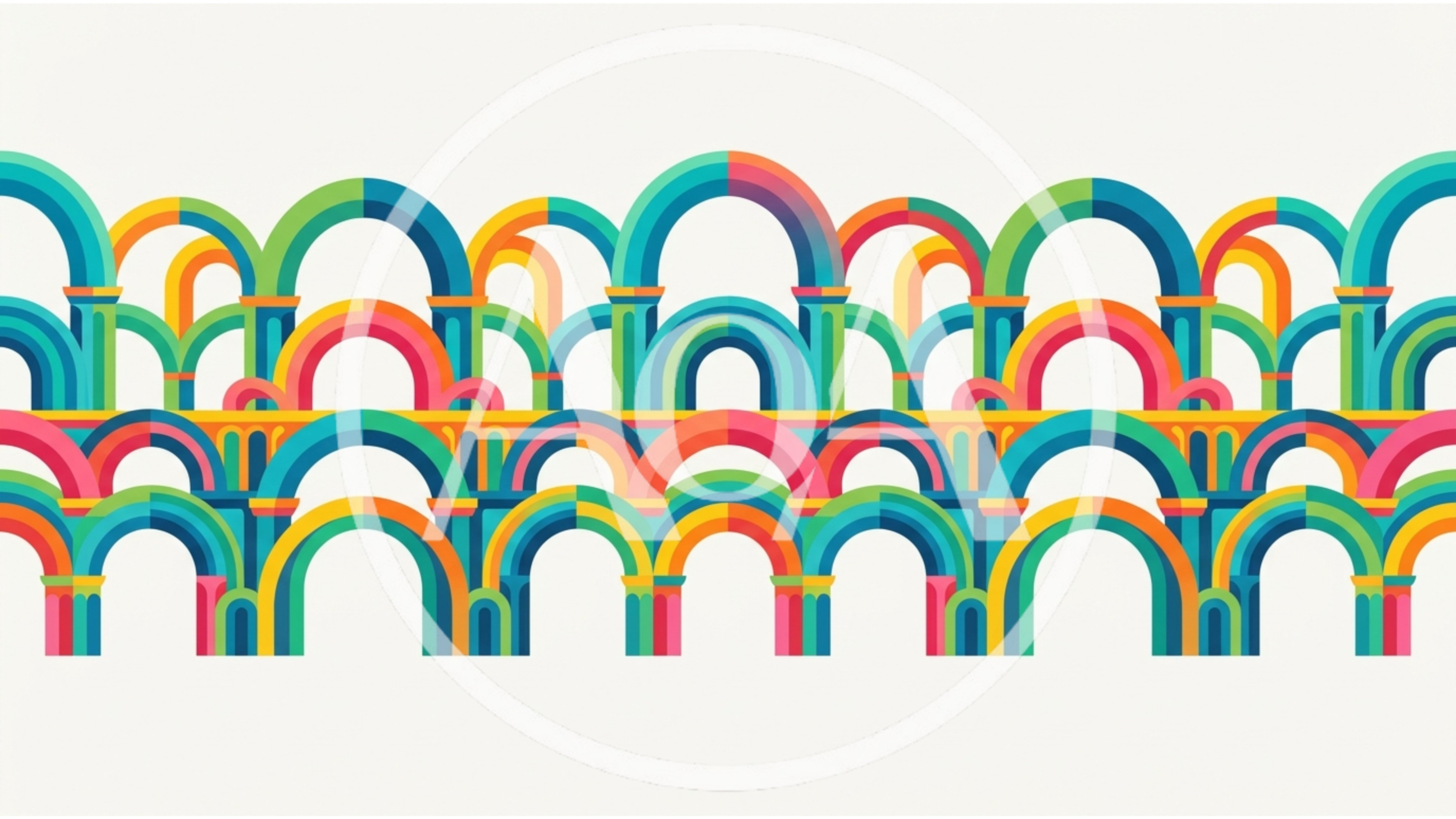 Colorful Abstract Architectural Arch Pattern Illustration