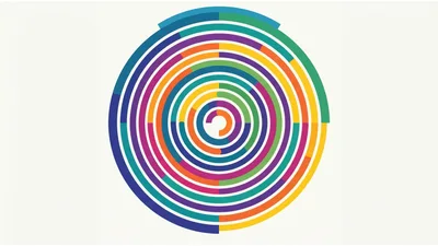 Abstract Concentric Circles With Colorful Geometric Segments