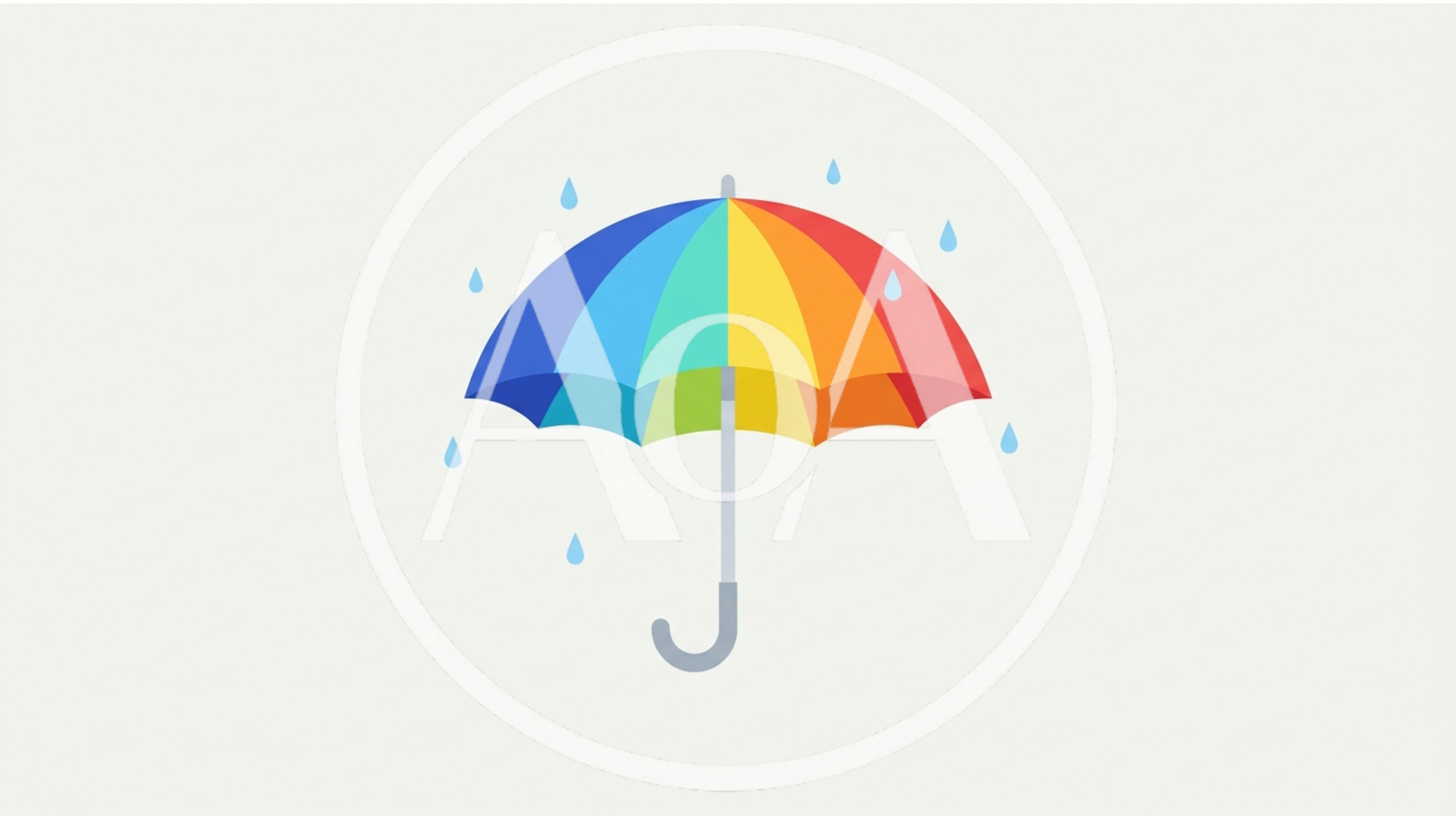 Colorful Rainbow Umbrella With Falling Raindrops