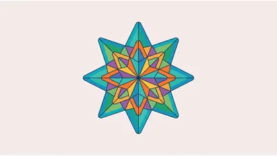 Geometric Eight Pointed Star Mandala Illustration