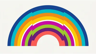 Abstract Rainbow Graphic With Geometric Segmented Arches