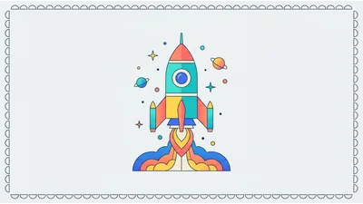 Colorful Flat Vector Illustration Of A Space Rocket