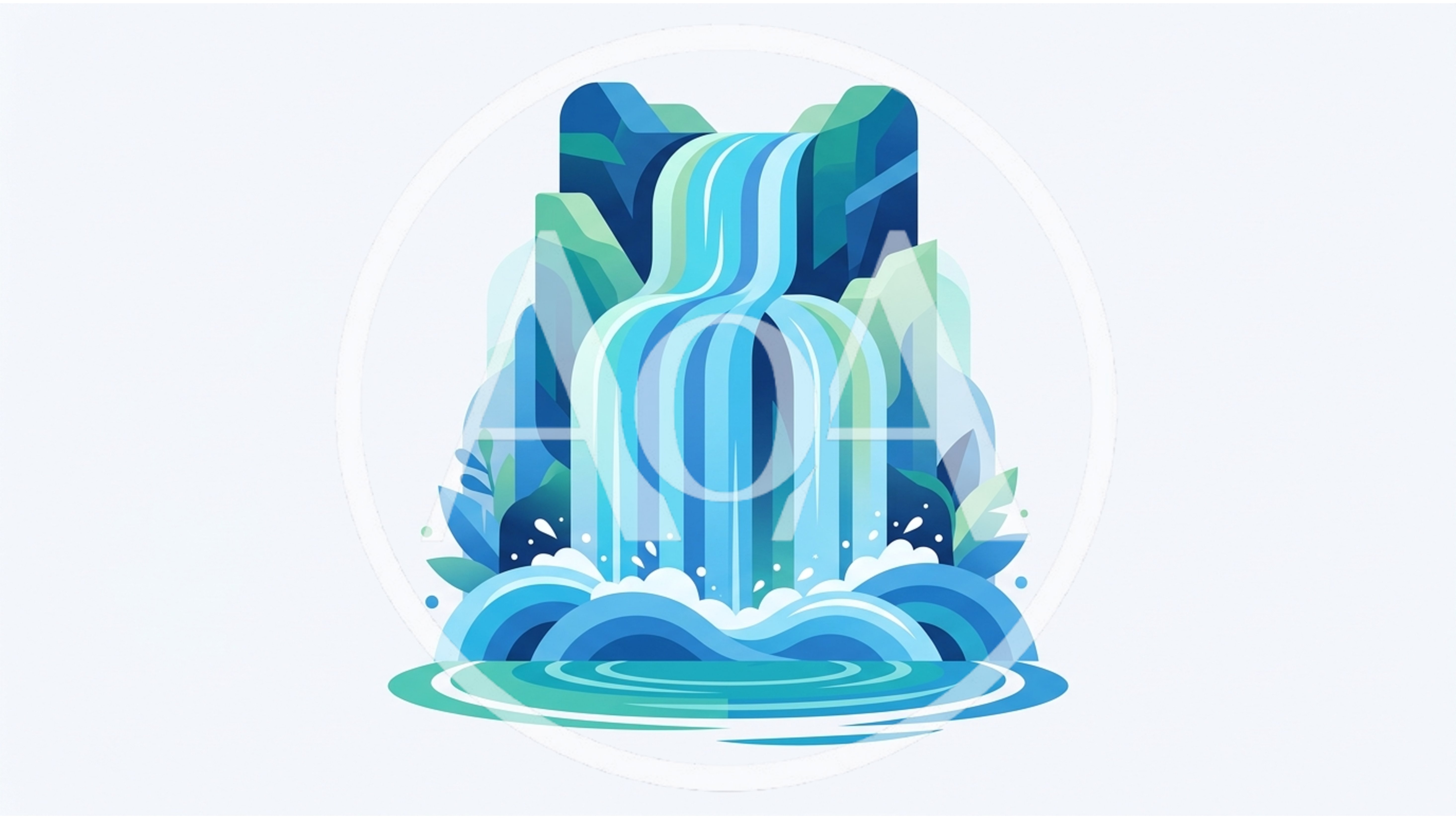 Stylized Vector Illustration Of A Cascading Waterfall