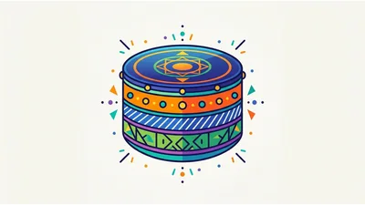 Colorful Decorative Drum Illustration With Geometric Patterns