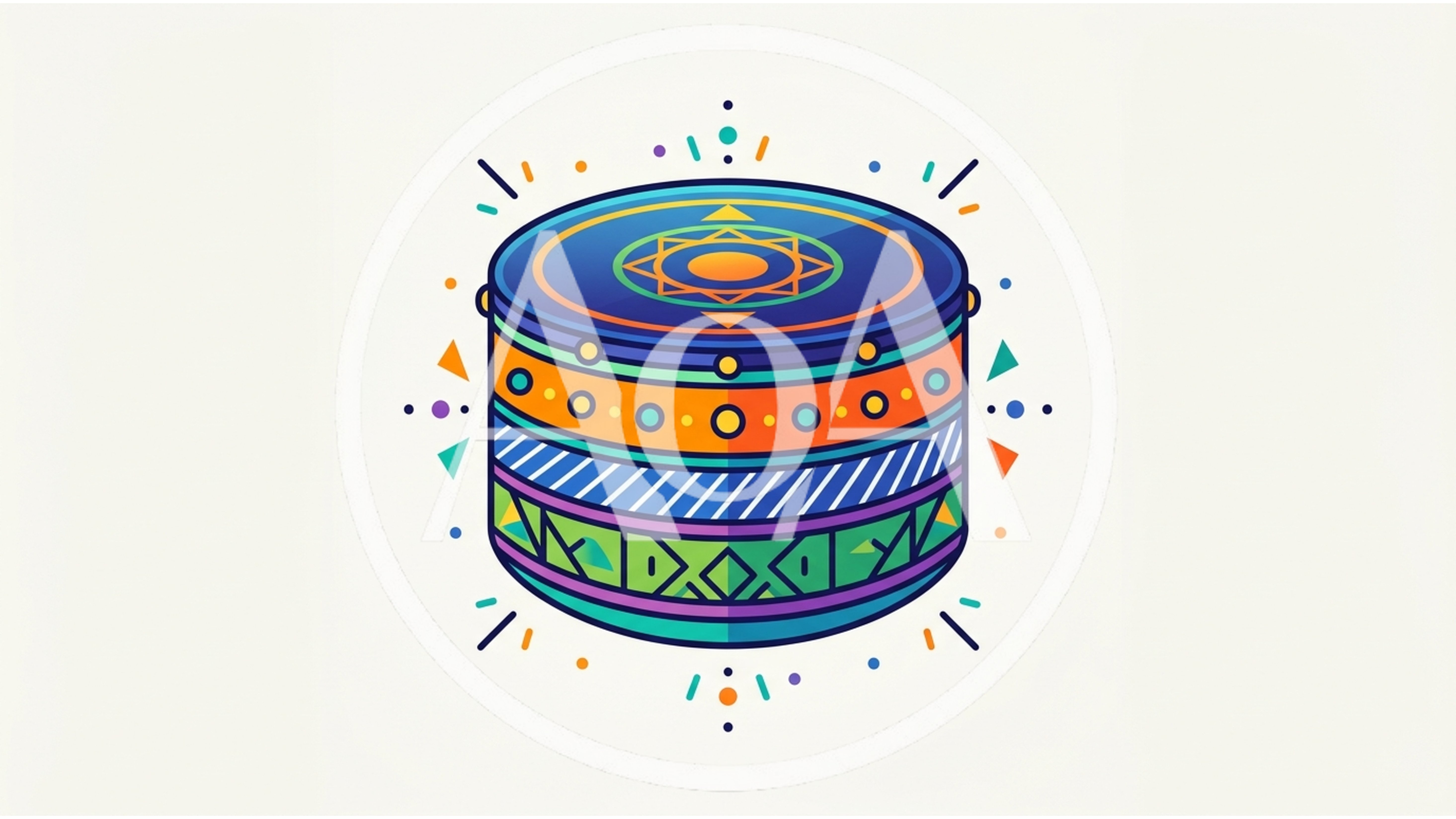 Colorful Decorative Drum Illustration With Geometric Patterns